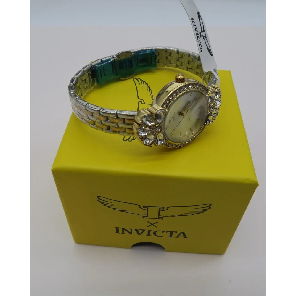 Invicta Wildflower Women Two Tone Crystal Floral Mother of Pearl Watch 45191